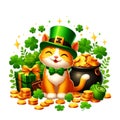 St Patrickâs Day Cats Clipart. generative ai Royalty Free Stock Photo
